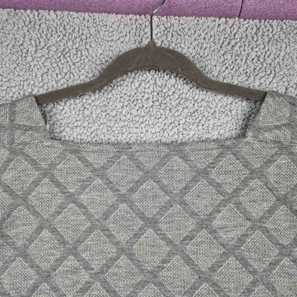 Liz Claiborne Boatneck Gray Windowpane Long Sleeve Shirt Womens Sz 2X - Picture 7 of 9